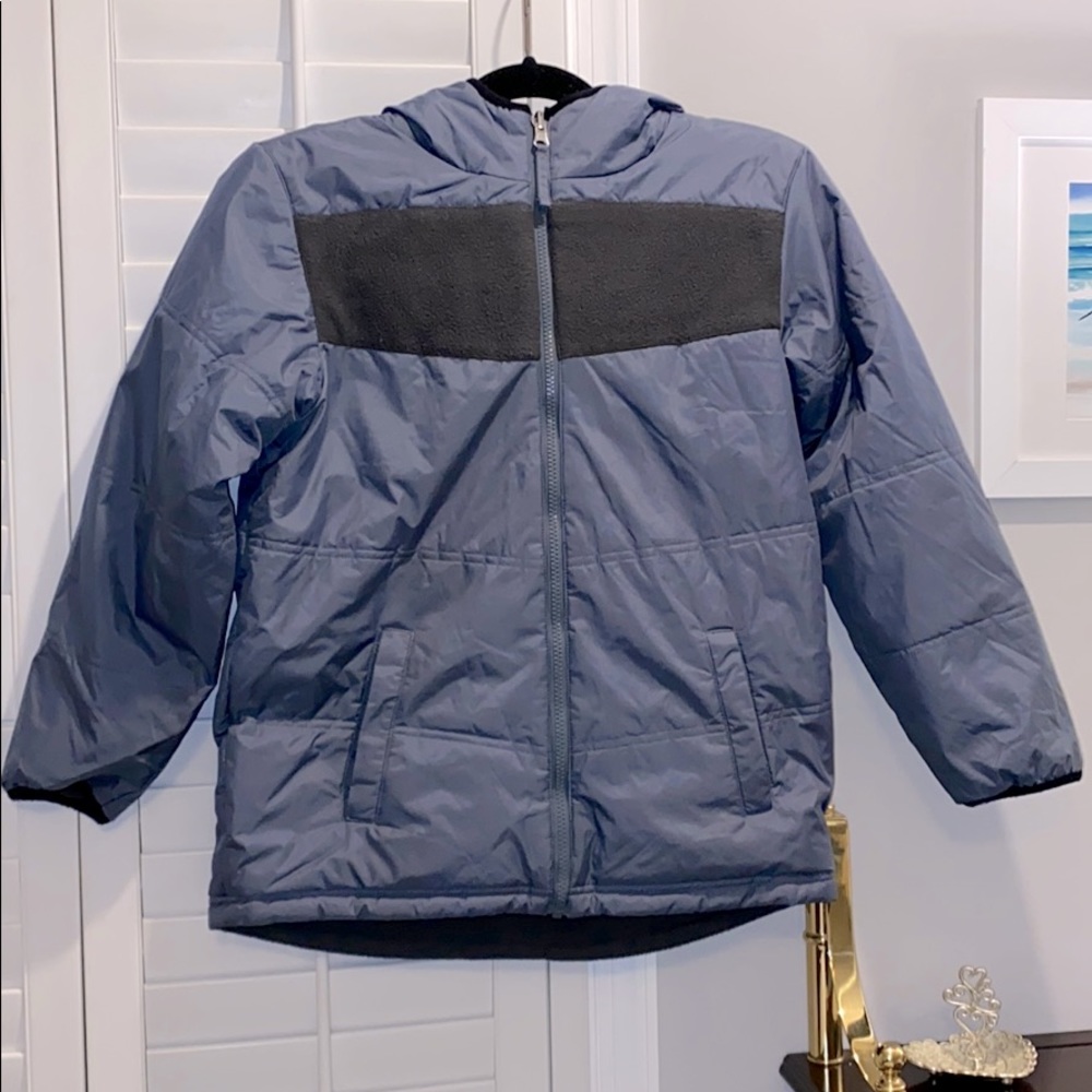 Bass Pro puffer gray reversible winter snow coat